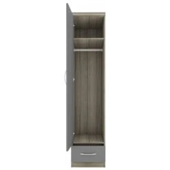 Nevada Grey Gloss & Light Oak Veneer 1 Door 1 Drawer Wardrobe -Fresh sleep Store nevada grey gloss light oak veneer 1 door 1 drawer wardrobe p80329 157518 zoom