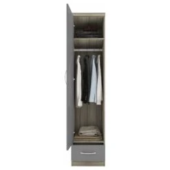 Nevada Grey Gloss & Light Oak Veneer 1 Door 1 Drawer Wardrobe -Fresh sleep Store nevada grey gloss light oak veneer 1 door 1 drawer wardrobe p80329 157520 zoom
