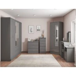 Nevada Mirrored 3D Effect Grey 2 Door 1 Drawer Wardrobe -Fresh sleep Store nevada mirrored 3d effect grey 2 door 1 drawer wardrobe p76709 124426 zoom