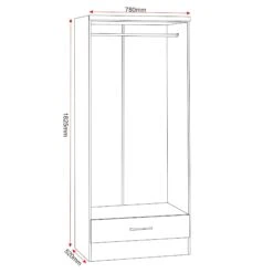 Nevada Mirrored 3D Effect Grey 2 Door 1 Drawer Wardrobe -Fresh sleep Store nevada mirrored 3d effect grey 2 door 1 drawer wardrobe p76709 124515 zoom