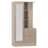 Nevada Oyster Gloss/Light Oak Effect Veneer Mirrored Open Shelf Wardrobe -Fresh sleep Store nevada oyster gloss light oak effect veneer mirrored open shelf wardrobe p80427 158034 zoom