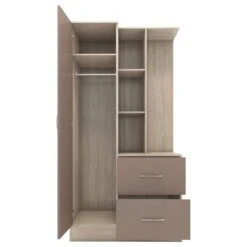 Nevada Oyster Gloss/Light Oak Effect Veneer Mirrored Open Shelf Wardrobe -Fresh sleep Store nevada oyster gloss light oak effect veneer mirrored open shelf wardrobe p80427 158037 zoom