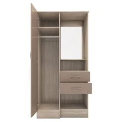 Nevada Oyster Gloss/Light Oak Effect Veneer Vanity 1 Door Wardrobe -Fresh sleep Store nevada oyster gloss light oak effect veneer vanity 1 door wardrobe p80430 158054 zoom