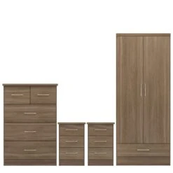 Nevada Rustic Oak 2 Door 1 Drawer Wardrobe Bedroom Set