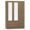 Nevada Rustic Oak 3 Door 2 Drawer Mirrored Wardrobe -Fresh sleep Store nevada rustic oak 3 door 2 drawer mirrored wardrobe p76453 122892 zoom