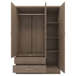 Nevada Rustic Oak 3 Door 2 Drawer Mirrored Wardrobe -Fresh sleep Store nevada rustic oak 3 door 2 drawer mirrored wardrobe p76453 122894 zoom