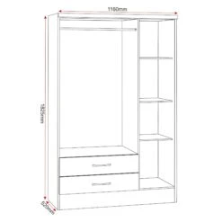 Nevada Rustic Oak 3 Door 2 Drawer Mirrored Wardrobe -Fresh sleep Store nevada rustic oak 3 door 2 drawer mirrored wardrobe p76453 123075 zoom