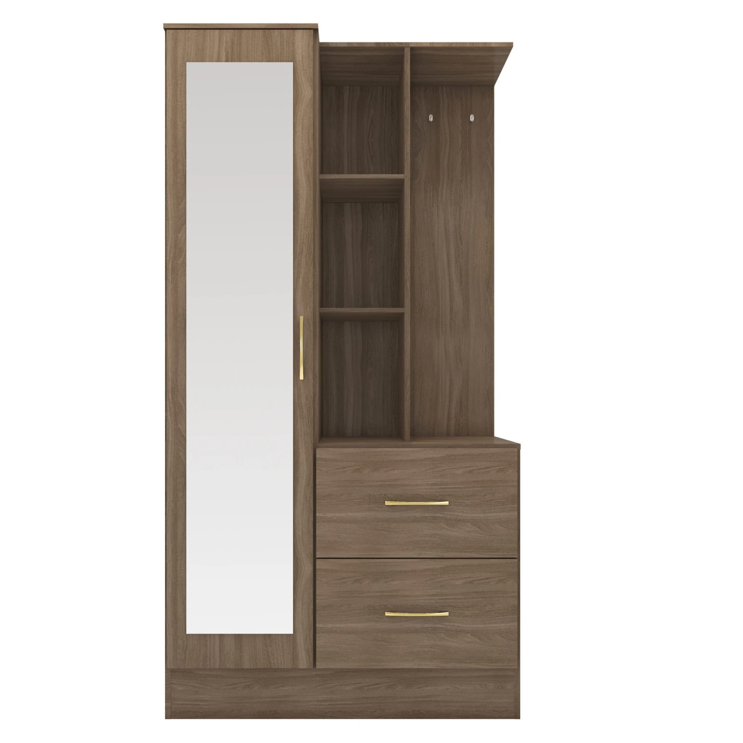 Nevada Rustic Oak Effect Mirrored Open Shelf Wardrobe 4 Nevada Rustic Oak Effect Mirrored Open Shelf Wardrobe - Image 2