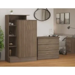 Nevada Rustic Oak Effect Petite Open Shelf Wardrobe -Fresh sleep Store nevada rustic oak effect petite open shelf wardrobe p80394 157881 zoom