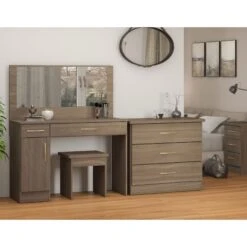Nevada Rustic Oak Effect Vanity/Dressing Table Set -Fresh sleep Store nevada rustic oak effect vanity dressing table set p80418 157982 zoom