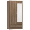 Nevada Rustic Oak Mirrored 2 Door 1 Drawer Wardrobe -Fresh sleep Store nevada rustic oak mirrored 2 door 1 drawer wardrobe p76712 124438 zoom