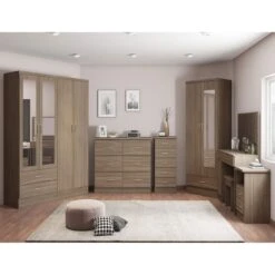 Nevada Rustic Oak Mirrored 2 Door 1 Drawer Wardrobe -Fresh sleep Store nevada rustic oak mirrored 2 door 1 drawer wardrobe p76712 124443 zoom