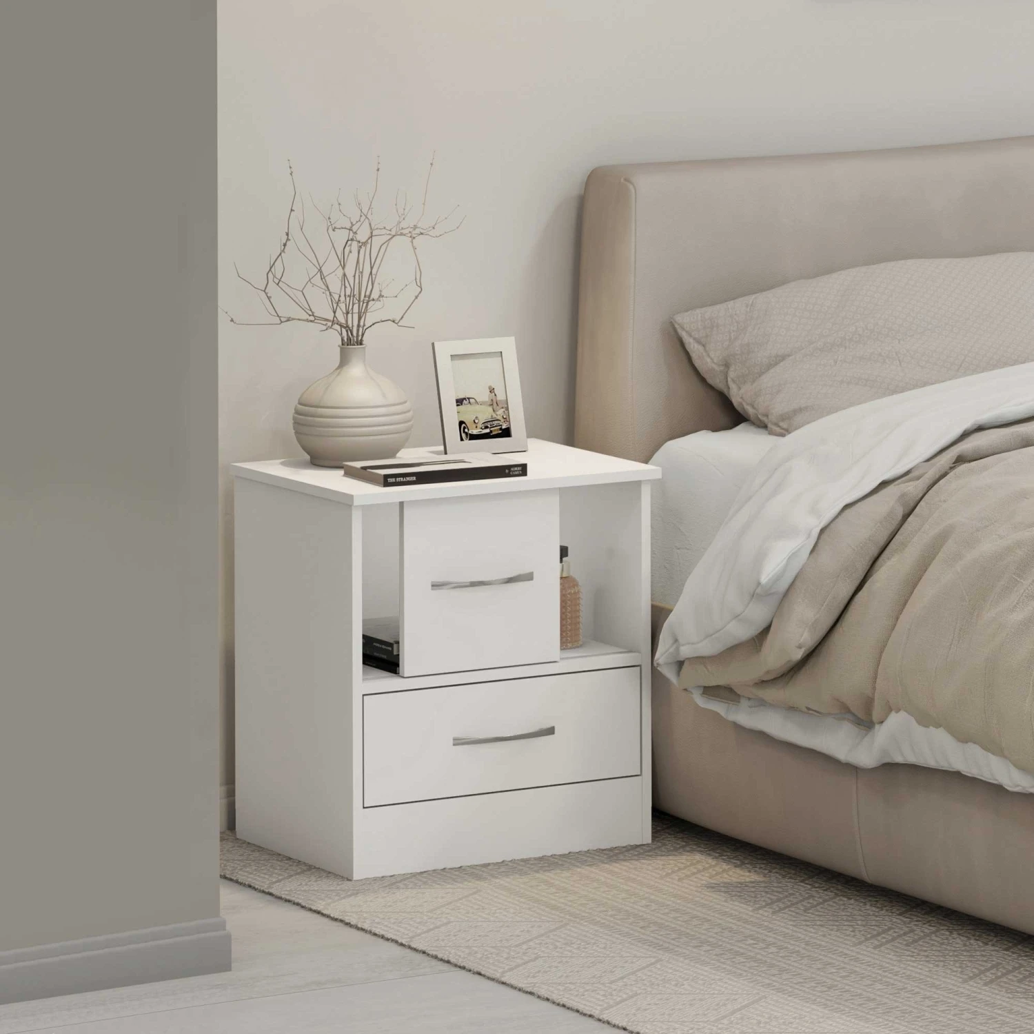 Nevada White Gloss Sliding Door Bedside 5 Nevada White Gloss Sliding Door Bedside - Image 3