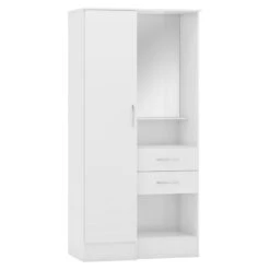 Nevada White Gloss Vanity 1 Door Wardrobe