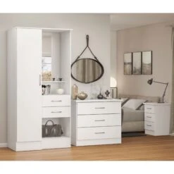 Nevada White Gloss Vanity 1 Door Wardrobe -Fresh sleep Store nevada white gloss vanity 1 door wardrobe p80321 157477 zoom