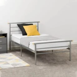 Orion Silver Metal Bed -Fresh sleep Store orion silver metal bed p69625 105369 zoom