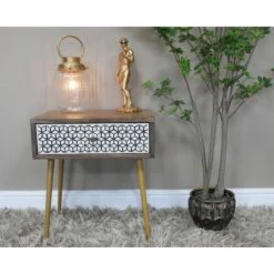 Patterned 1 Drawer Bedside Cabinet
