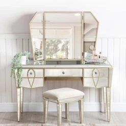 Pristina Mirror Champagne 3 Drawer Dressing Table