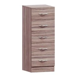 Riano Walnut 5 Drawer Narrow Chest