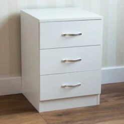 Riano White 3 Drawer Bedside