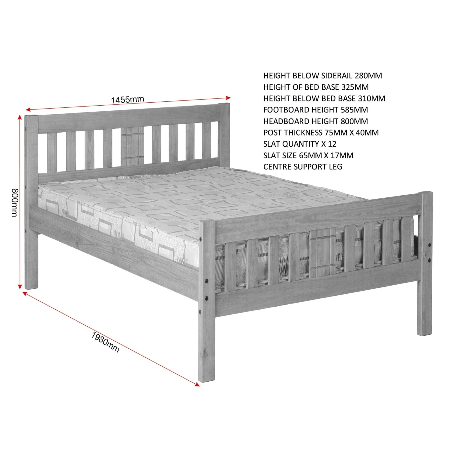 Rio Wooden Bed Frame 5 Rio Wooden Bed Frame - Image 3