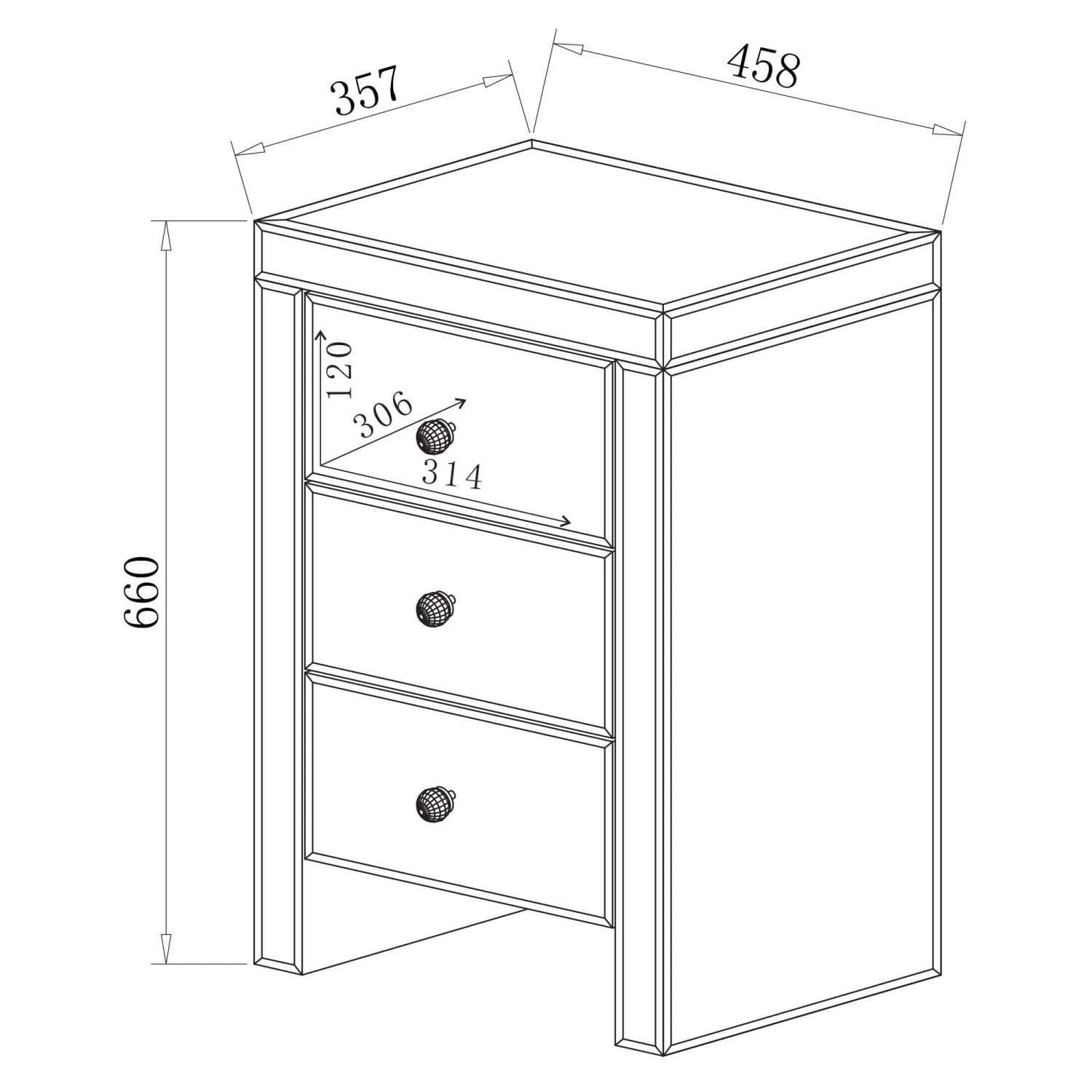 Romano Crystal Mirrored Bedside 6 Romano Crystal Mirrored Bedside - Image 4