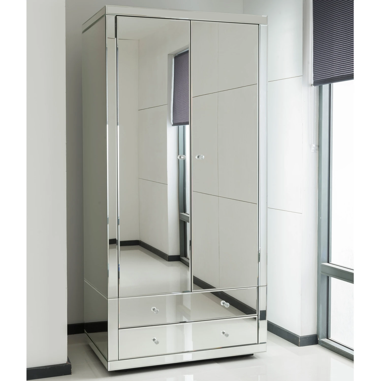 Romano Crystal Mirrored Wardrobe