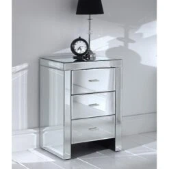 Romano Mirrored Bedside 3 Drawer