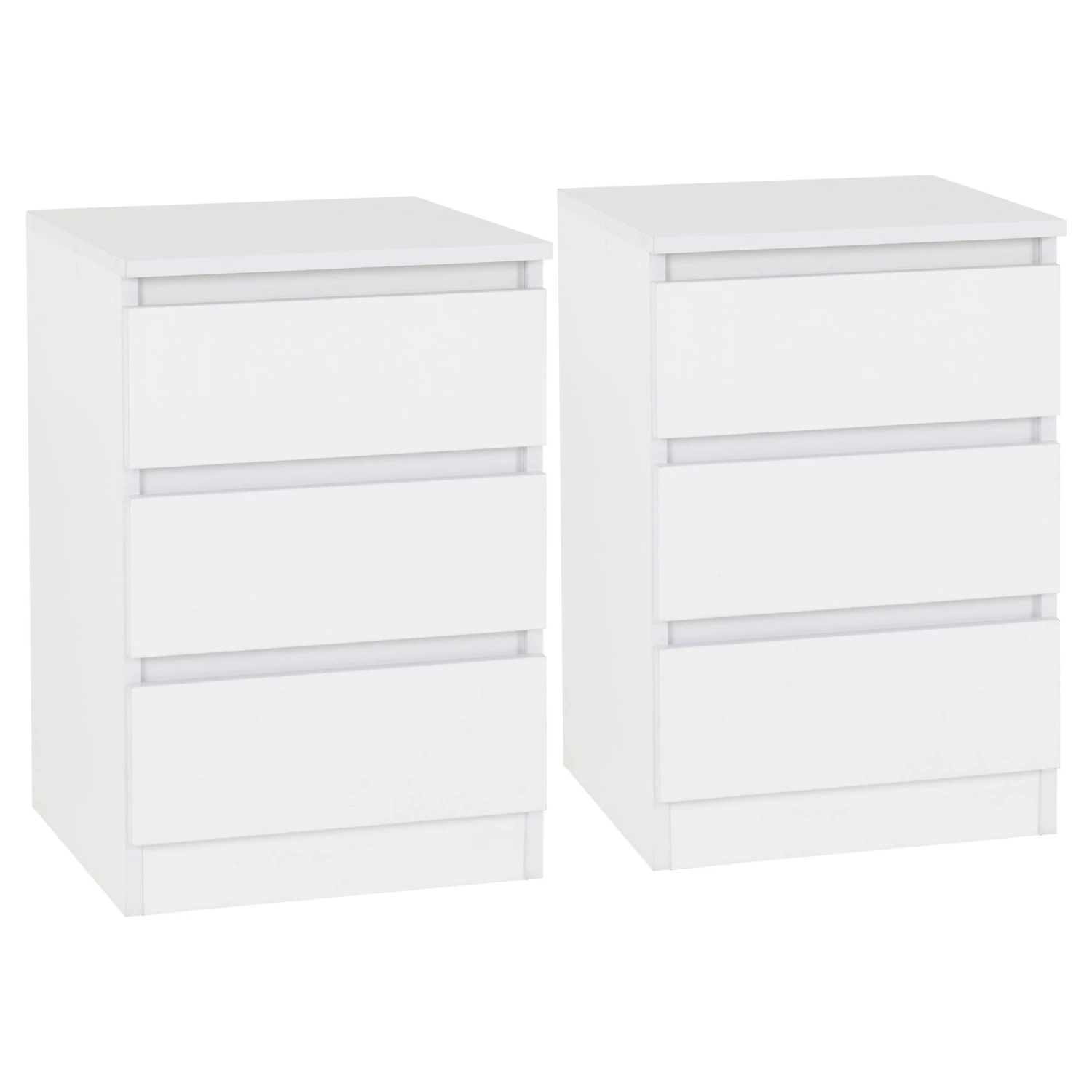 Set Of 2 White Malvern 3 Drawer Bedside Tables 3 Set Of 2 White Malvern 3 Drawer Bedside Tables