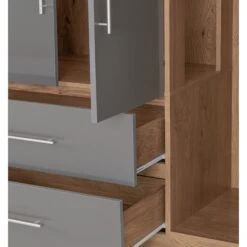 Seville Grey Gloss & Light Oak 4 Door 2 Drawer Wardrobe -Fresh sleep Store seville grey gloss light oak 4 door 2 drawer wardrobe p76553 123846 zoom