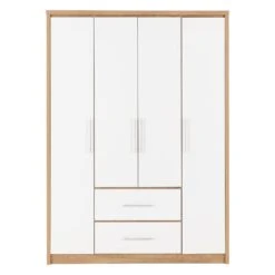 Seville White Gloss & Light Oak 4 Door 2 Drawer Wardrobe -Fresh sleep Store seville white gloss light oak 4 door 2 drawer wardrobe p76556 123872 zoom
