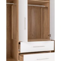 Seville White Gloss & Light Oak 4 Door 2 Drawer Wardrobe -Fresh sleep Store seville white gloss light oak 4 door 2 drawer wardrobe p76556 123874 zoom