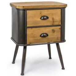 Shoreditch Metal And Wood 2 Drawer Cabinet