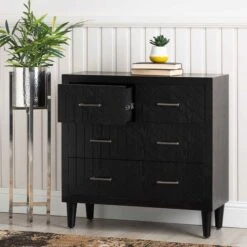 Solano Black 4 Drawer Chest -Fresh sleep Store solano black 4 drawer chest p81158 162217 zoom