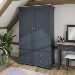 Swindon Oak Midnight Grey 2 Door 2 Drawer Wardrobe -Fresh sleep Store swindon oak midnight grey 2 door 2 drawer wardrobe p81236 162749 zoom