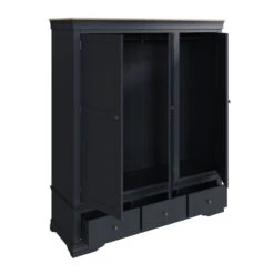 Swindon Oak Midnight Grey 3 Door 3 Drawer Wardrobe -Fresh sleep Store swindon oak midnight grey 3 door 3 drawer wardrobe p81237 162762 zoom