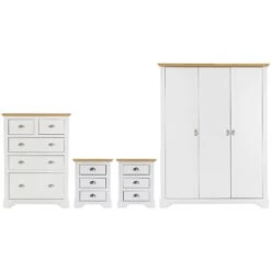Toledo White 3 Door Wardrobe Bedroom Set