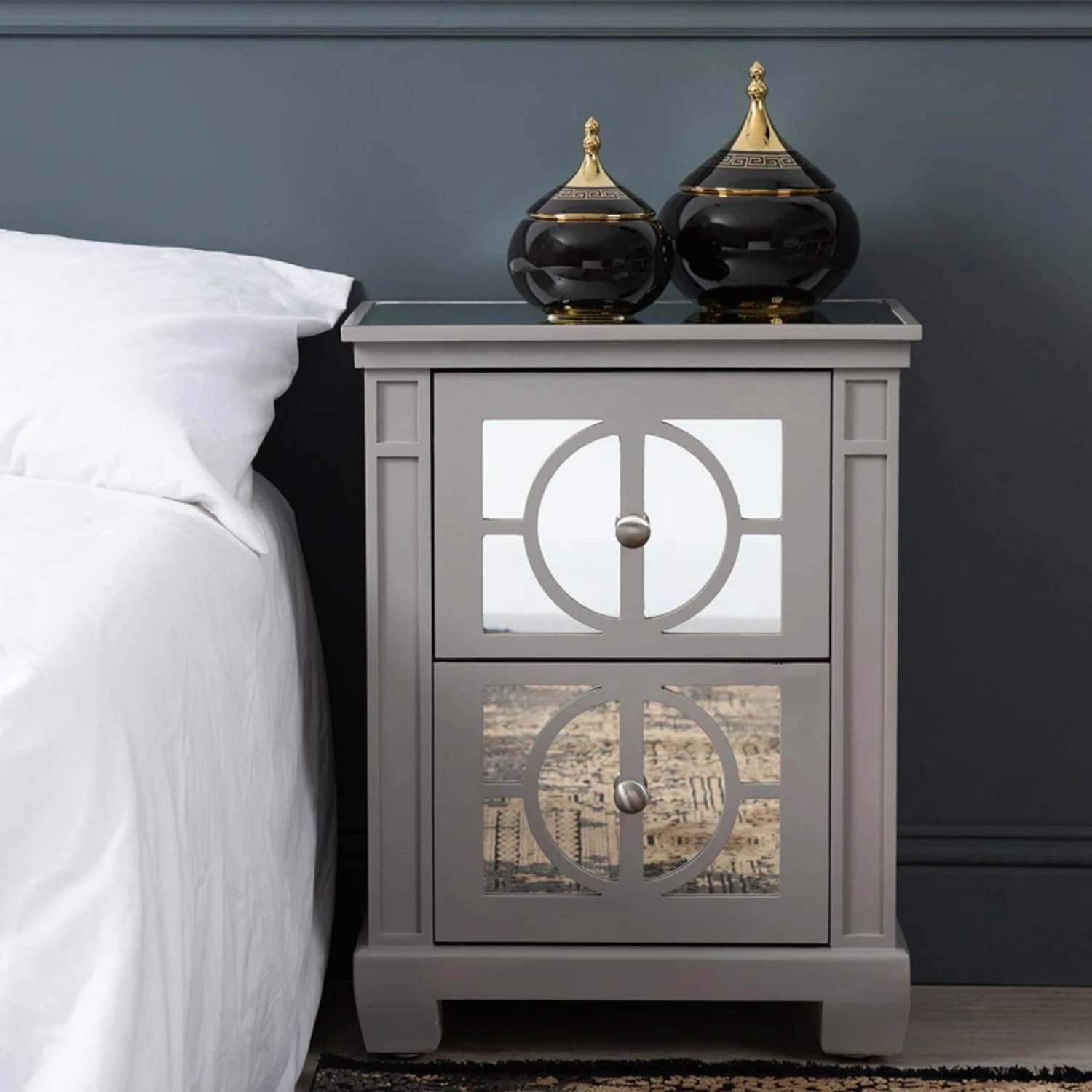 Torino 2 Drawer Bedside Cabinet Grey 9 Torino 2 Drawer Bedside Cabinet Grey - Image 7
