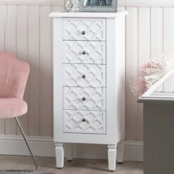 White Benton Wooden Tall Boy