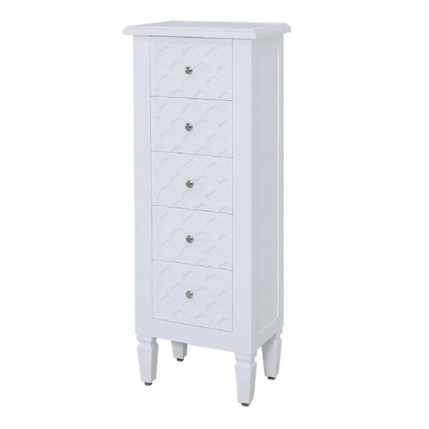 White Benton Wooden Tall Boy 9 White Benton Wooden Tall Boy - Image 7