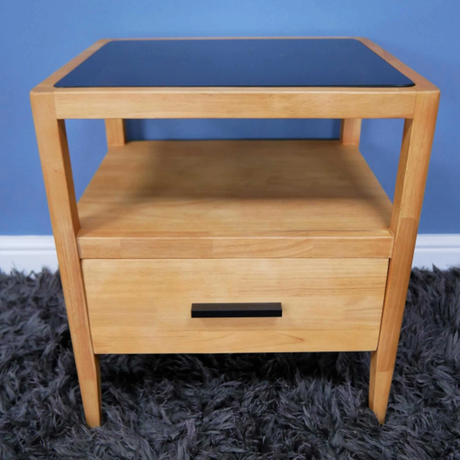 Wooden 1 Drawer Bedside Cabinet With Glass Top 5 Wooden 1 Drawer Bedside Cabinet With Glass Top - Image 3